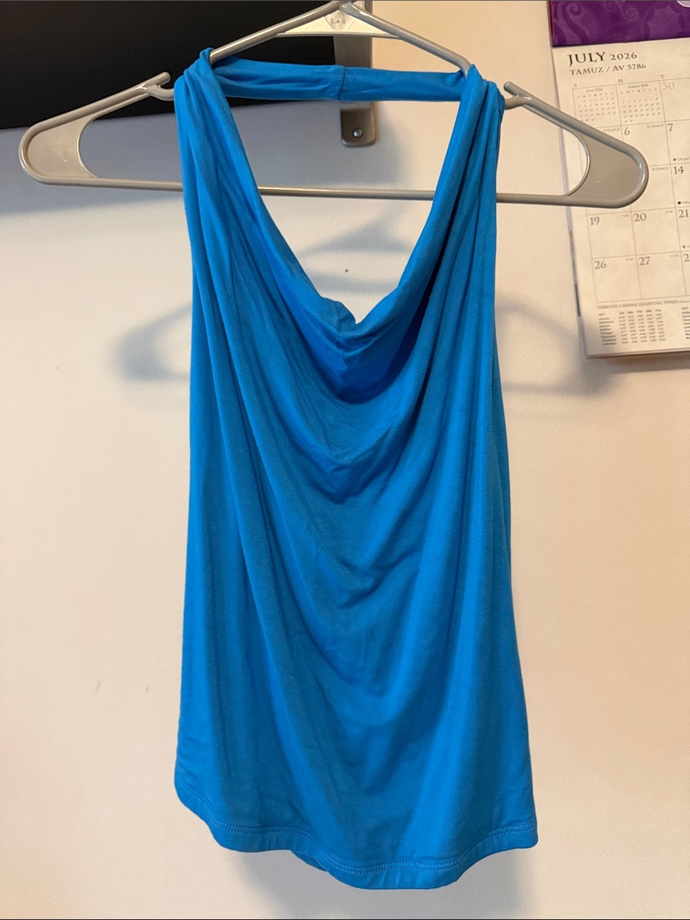 Cowl Neck Camisole Tank Top - Bright Blue